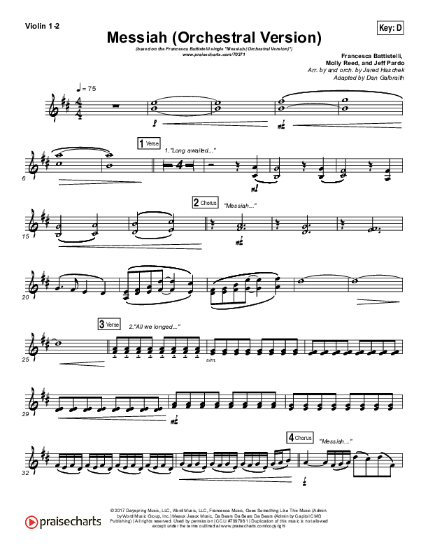 Messiah (Orchestral) Violin 1/2 (Francesca Battistelli)