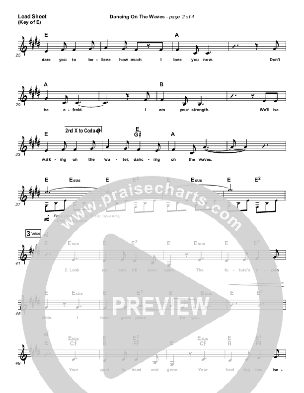 Dancing On The Waves (Live) Lead Sheet (Melody) (We The Kingdom)