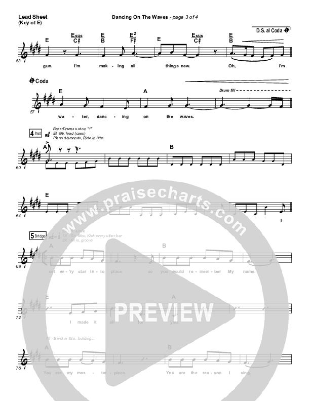 Dancing On The Waves (Live) Lead Sheet (Melody) (We The Kingdom)