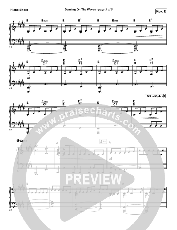 Dancing On The Waves (Live) Piano Sheet (We The Kingdom)