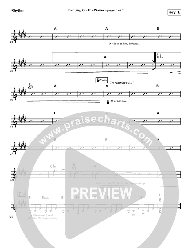 Dancing On The Waves (Live) Rhythm Chart (We The Kingdom)