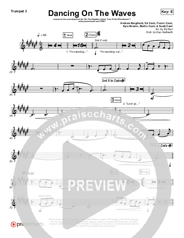 Dancing On The Waves (Live) Trumpet 3 (We The Kingdom)