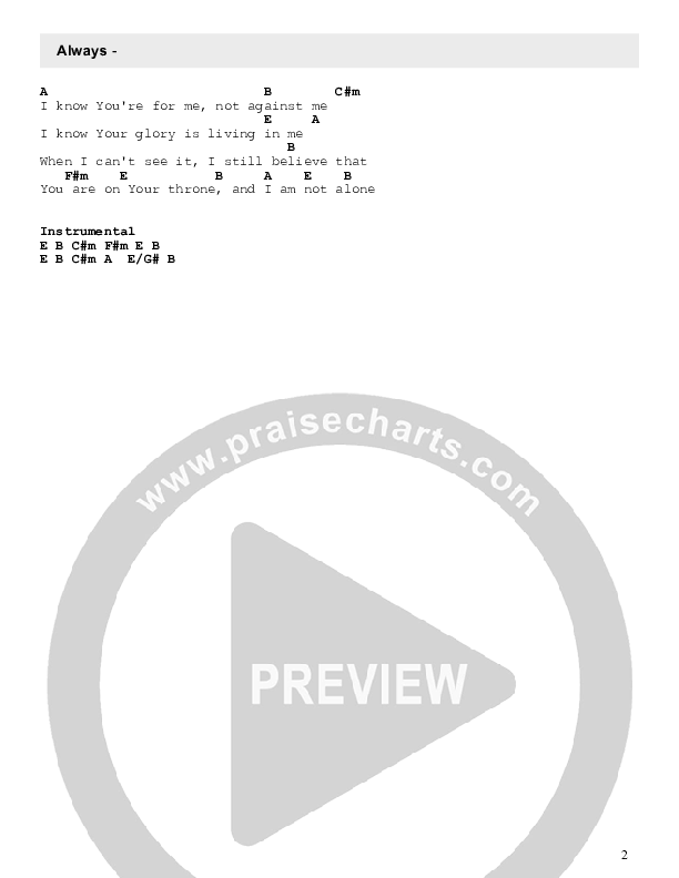 Always Chord Chart (Pursue Worship)