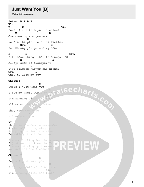 Just Want You Chords & Lyrics (Pursue Worship)