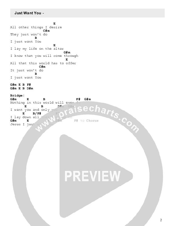 Just Want You Chords & Lyrics (Pursue Worship)