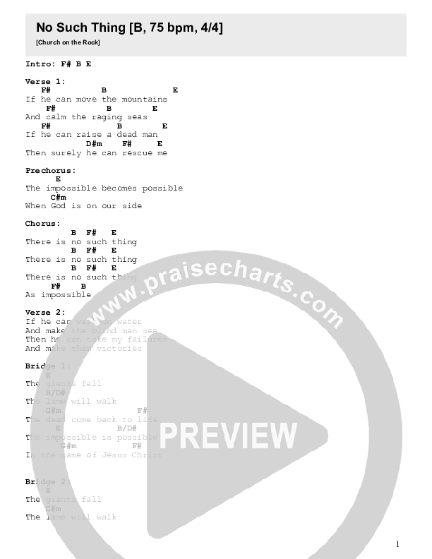 No Such Thing Chords & Lyrics (Pursue Worship)