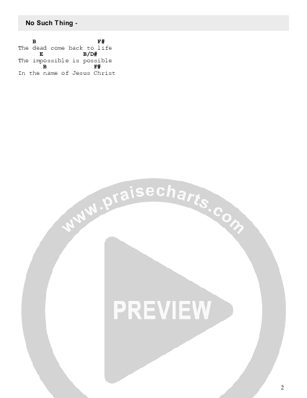 No Such Thing Chords & Lyrics (Pursue Worship)