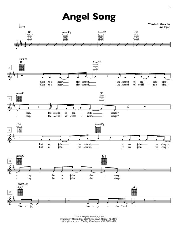 Angel Song Lead Sheet (Desperation Band)