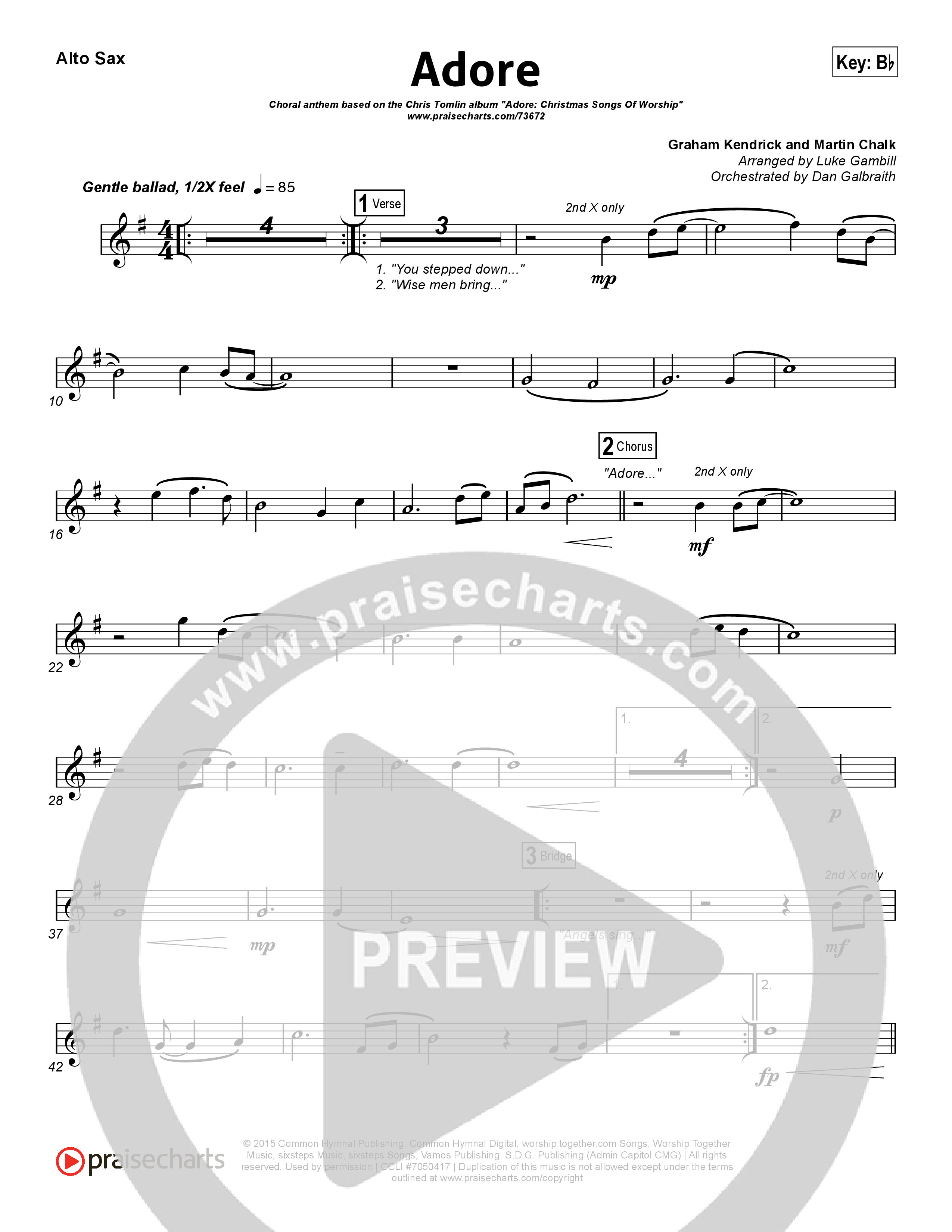 Adore (Choral Anthem SATB) Alto Sax (Chris Tomlin / Arr. Luke Gambill)