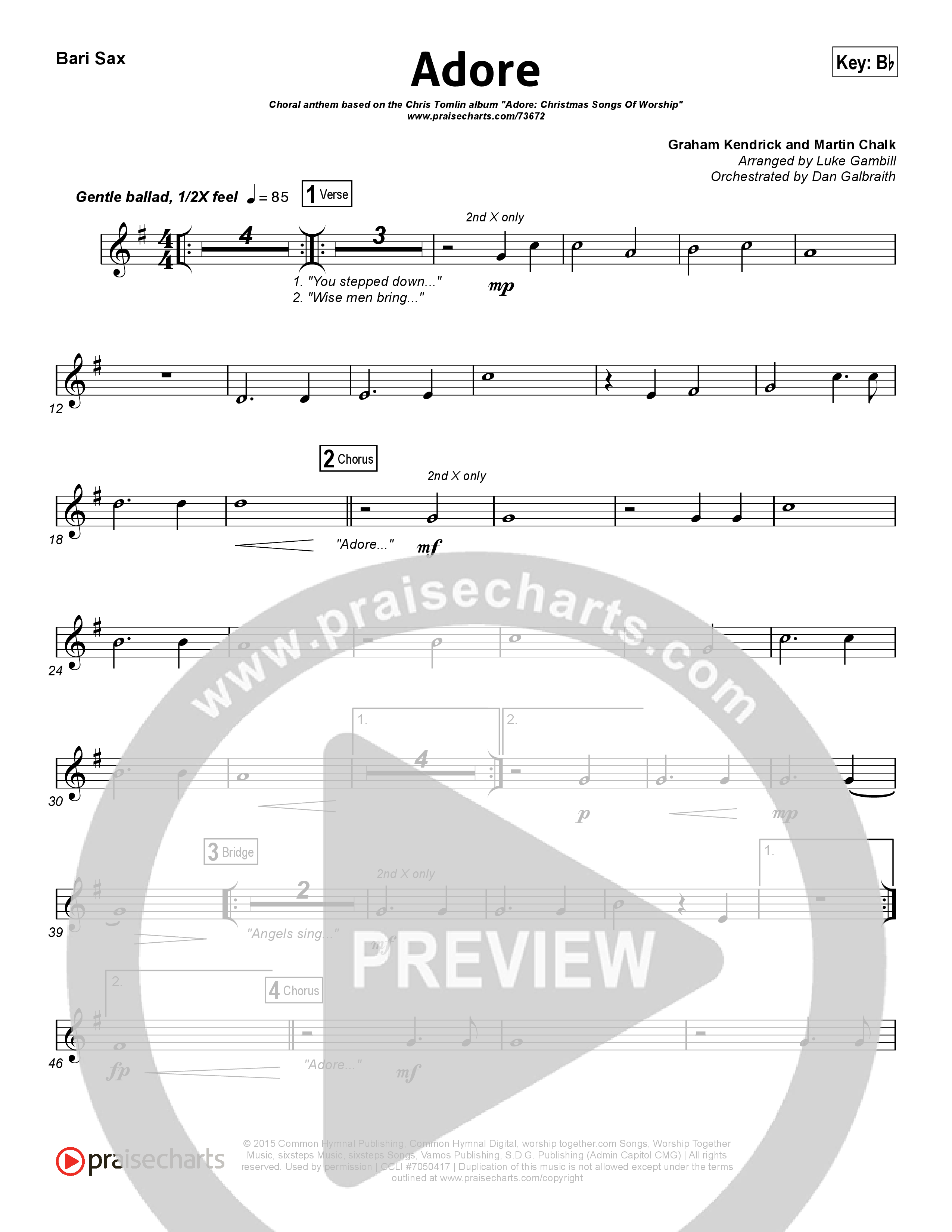 Adore (Choral Anthem SATB) Bari Sax (Chris Tomlin / Arr. Luke Gambill)