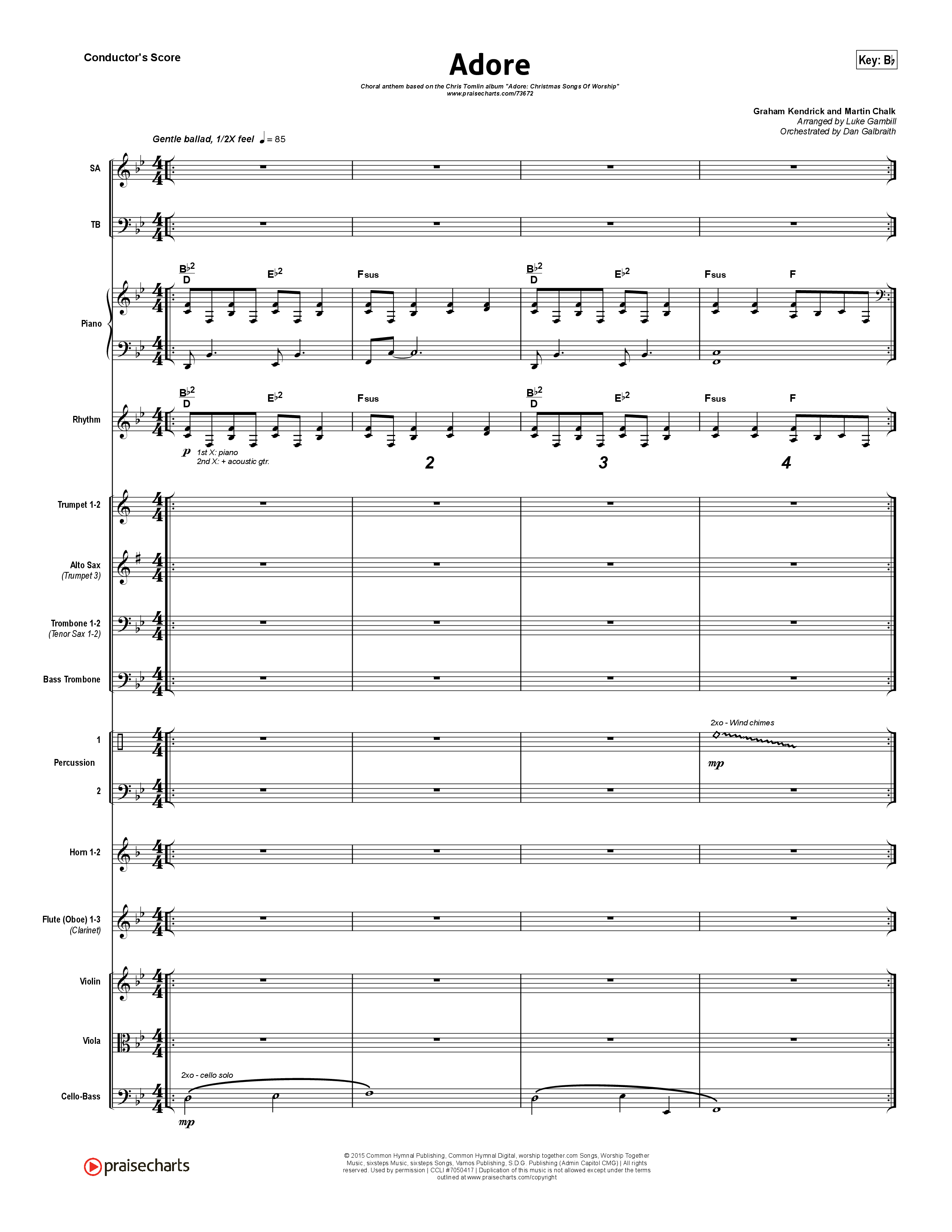 Adore (Choral Anthem SATB) Orchestration (Chris Tomlin / Arr. Luke Gambill)