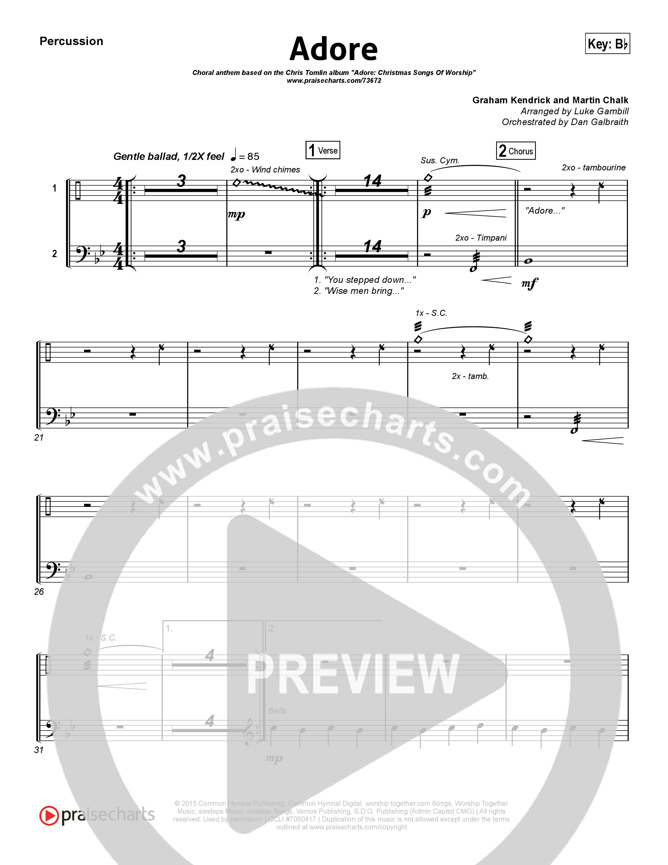 Adore (Choral Anthem SATB) Percussion (Chris Tomlin / Arr. Luke Gambill)