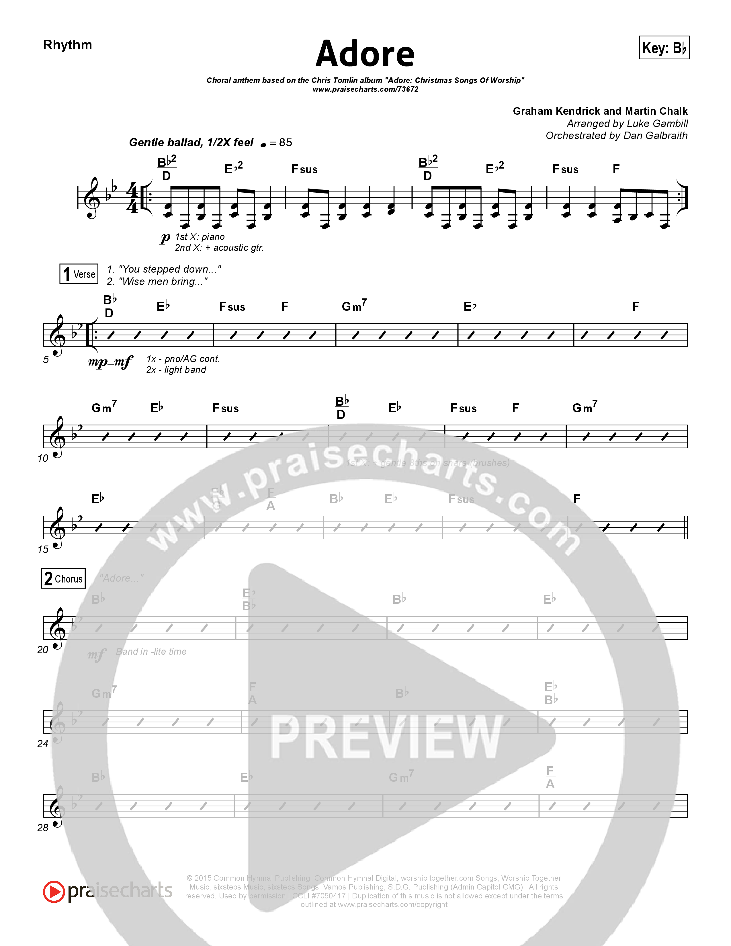 Adore (Choral Anthem SATB) Rhythm Chart (Chris Tomlin / Arr. Luke Gambill)