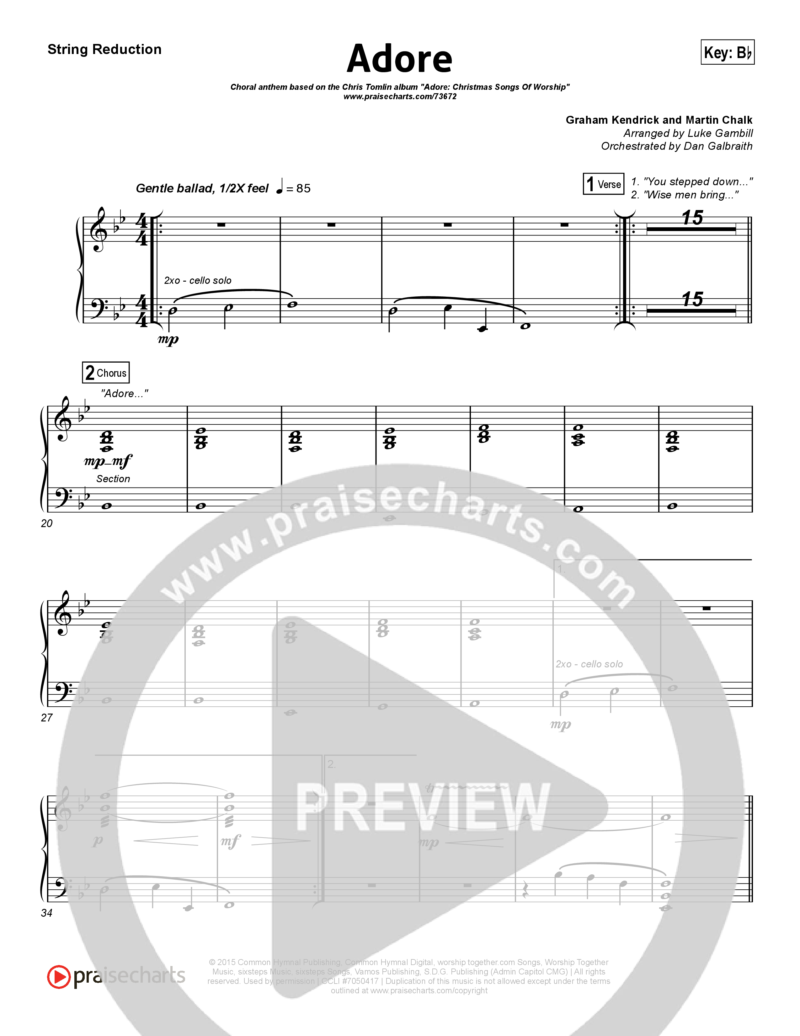 Adore (Choral Anthem SATB) String Reduction (Chris Tomlin / Arr. Luke Gambill)