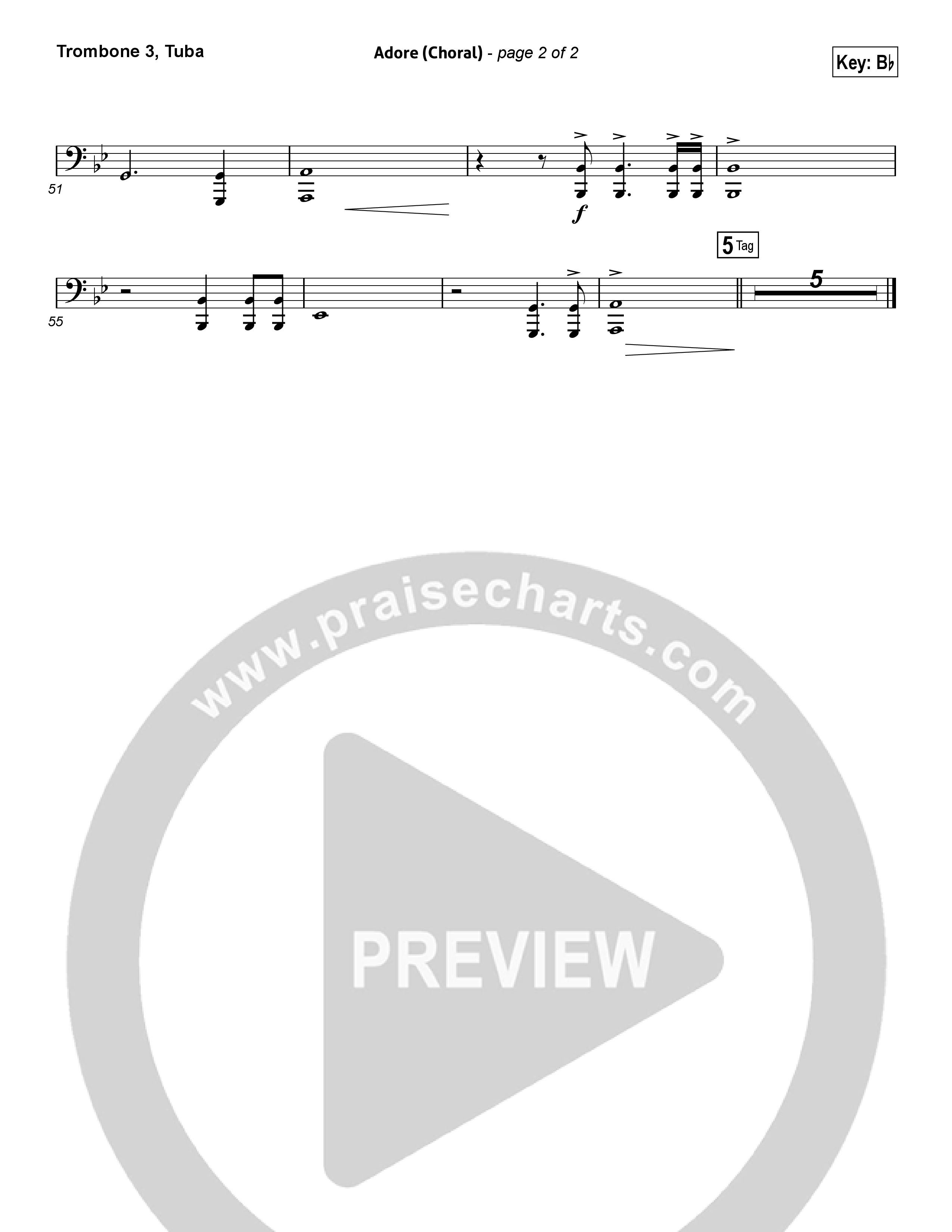 Adore (Choral Anthem SATB) Trombone 3/Tuba (Chris Tomlin / Arr. Luke Gambill)