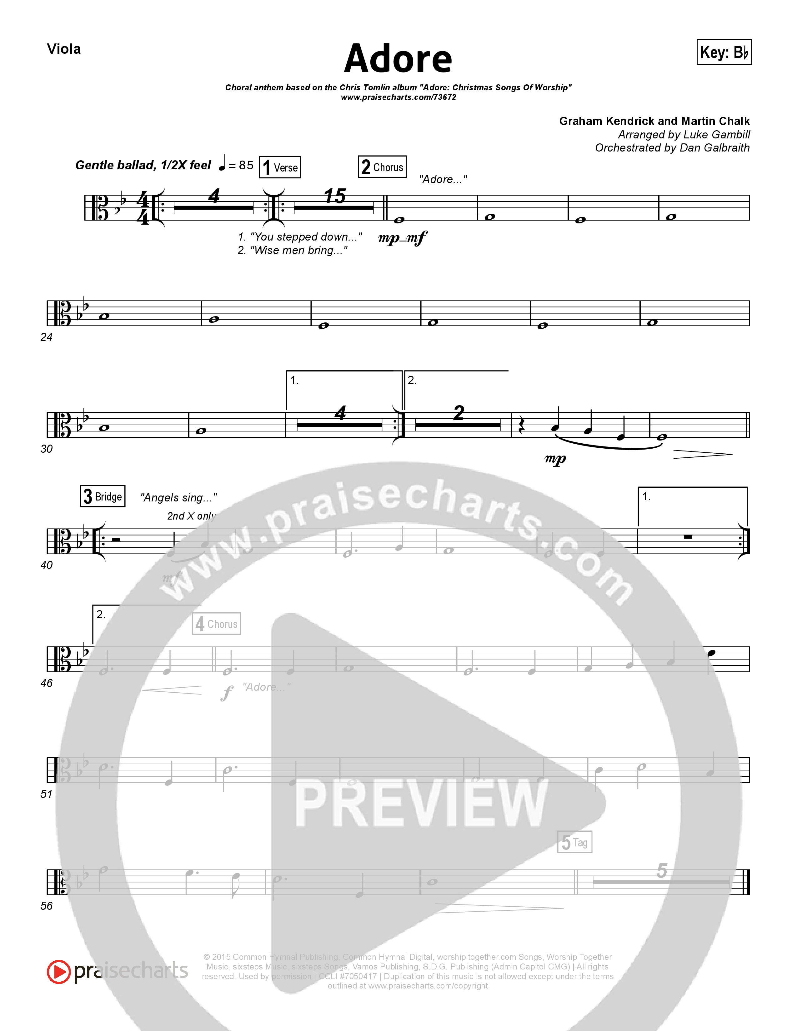 Adore (Choral Anthem SATB) Viola (Chris Tomlin / Arr. Luke Gambill)