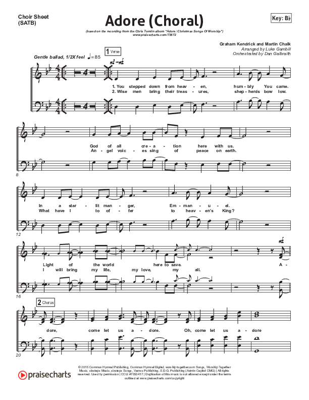 Adore (Choral Anthem SATB) Choir Sheet (SATB) (Chris Tomlin / Arr. Luke Gambill)