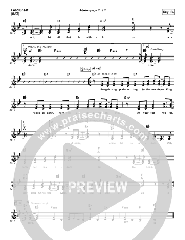 Adore (Choral Anthem SATB) Lead Sheet (SAT) (Chris Tomlin / Arr. Luke Gambill)