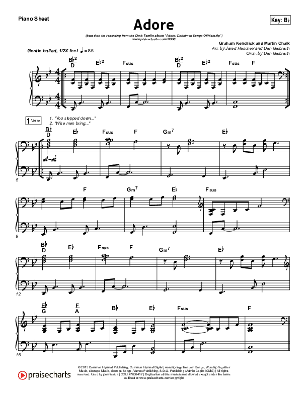 Adore (Choral Anthem SATB) Piano Sheet (Chris Tomlin / Arr. Luke Gambill)