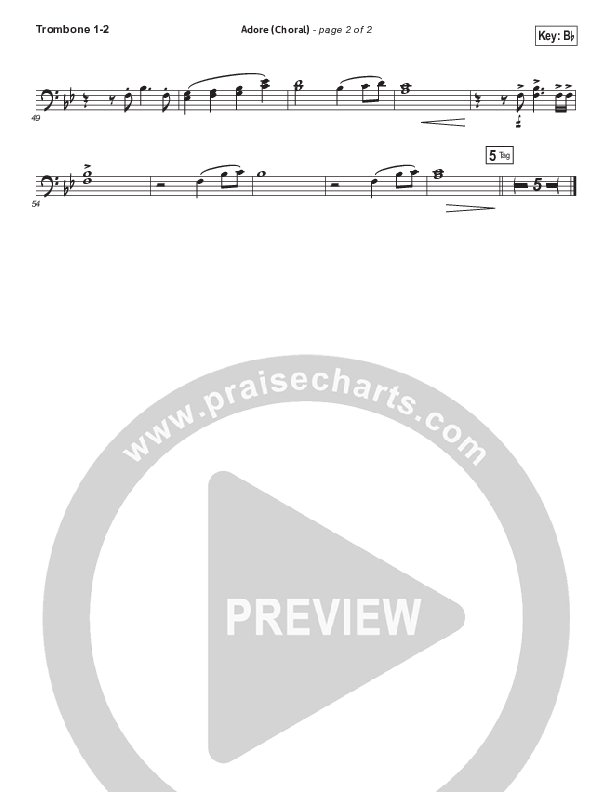Adore (Choral Anthem SATB) Trombone 1/2 (Chris Tomlin / Arr. Luke Gambill)