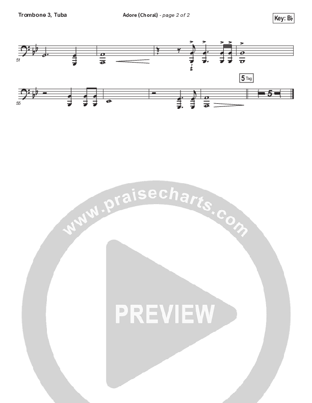 Adore (Choral Anthem SATB) Trombone 3/Tuba (Chris Tomlin / Arr. Luke Gambill)