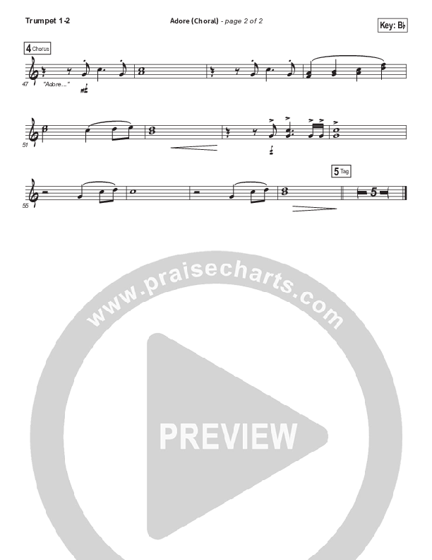 Adore (Choral Anthem SATB) Trumpet 1,2 (Chris Tomlin / Arr. Luke Gambill)
