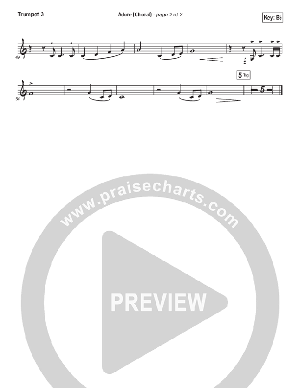 Adore (Choral Anthem SATB) Trumpet 3 (Chris Tomlin / Arr. Luke Gambill)