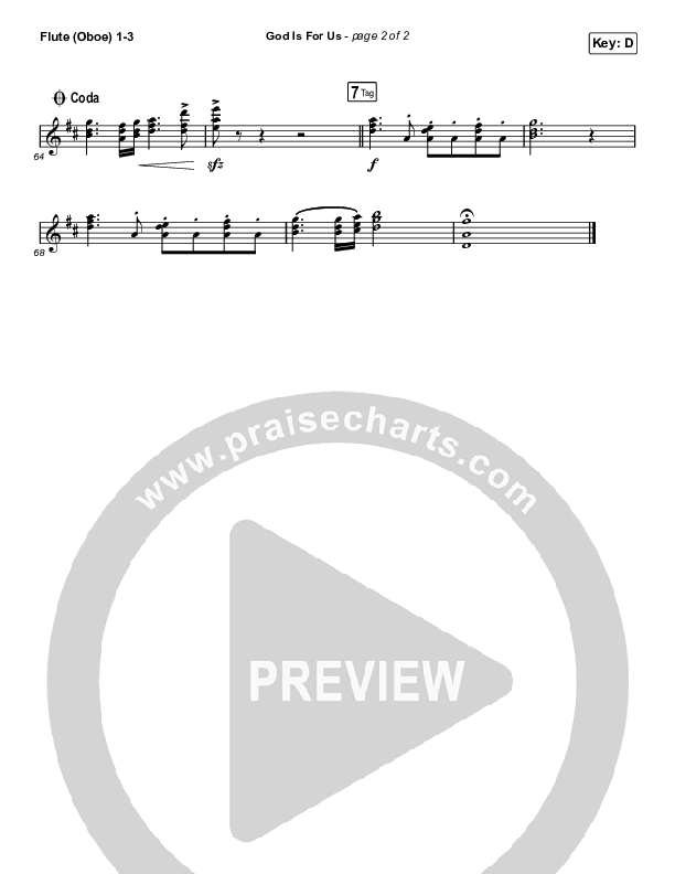 God Is For Us (Choral Anthem SATB) Flute/Oboe 1/2/3 (CityAlight / Arr. Luke Gambill)