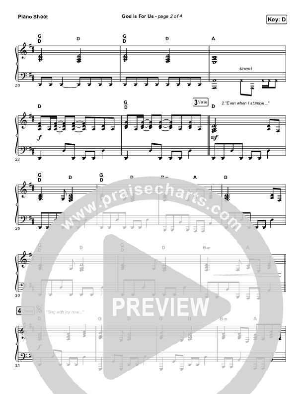 God Is For Us (Choral Anthem SATB) Piano Sheet (CityAlight / Arr. Luke Gambill)