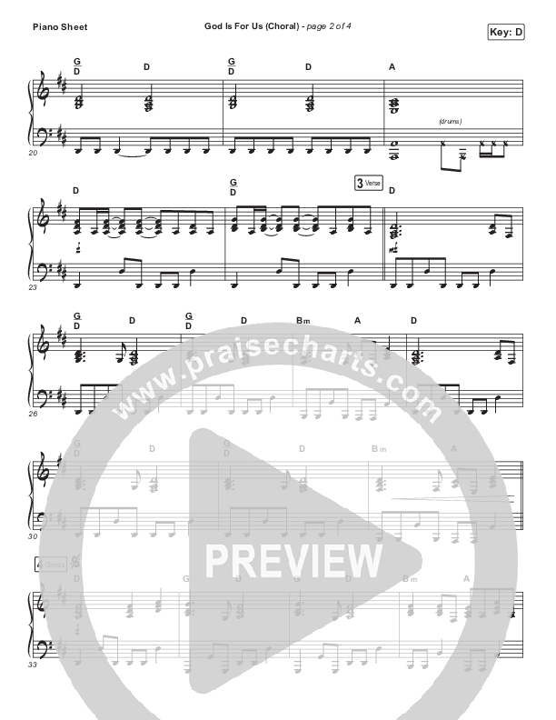 God Is For Us (Choral Anthem SATB) Piano Sheet (CityAlight / Arr. Luke Gambill)