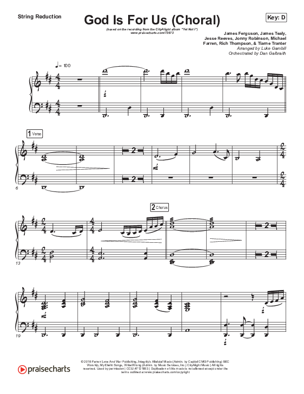 God Is For Us (Choral Anthem SATB) String Pack (CityAlight / Arr. Luke Gambill)