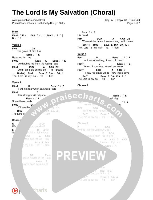 The Lord Is My Salvation (Choral Anthem SATB) Chords & Lyrics (Keith & Kristyn Getty / Arr. Luke Gambill)