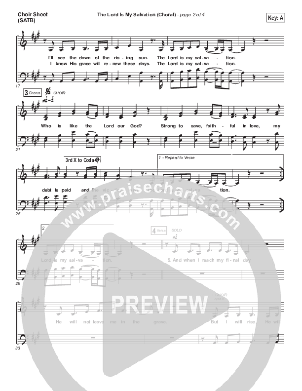 The Lord Is My Salvation (Choral Anthem SATB) Choir Vocals (SATB) (Keith & Kristyn Getty / Arr. Luke Gambill)