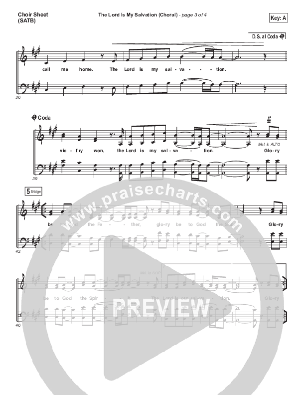 The Lord Is My Salvation (Choral Anthem SATB) Choir Sheet (SATB) (Keith & Kristyn Getty / Arr. Luke Gambill)