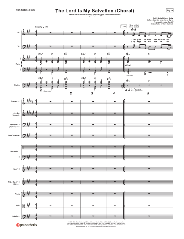 The Lord Is My Salvation (Choral Anthem SATB) Conductor's Score (Keith & Kristyn Getty / Arr. Luke Gambill)