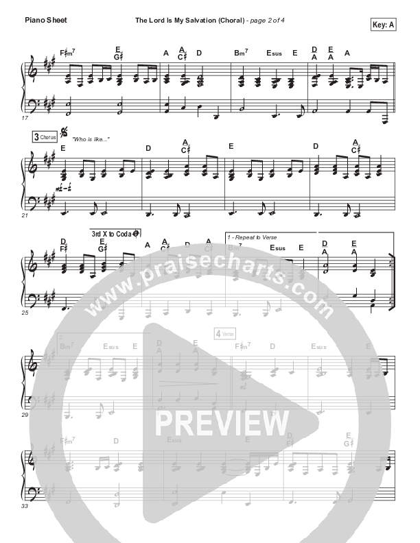 The Lord Is My Salvation (Choral Anthem SATB) Piano Sheet (Keith & Kristyn Getty / Arr. Luke Gambill)