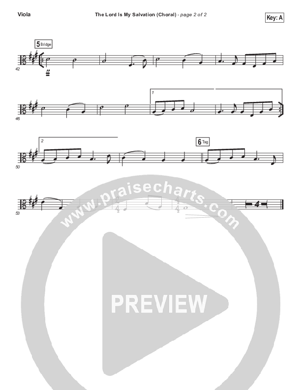 The Lord Is My Salvation (Choral Anthem SATB) Viola (Keith & Kristyn Getty / Arr. Luke Gambill)