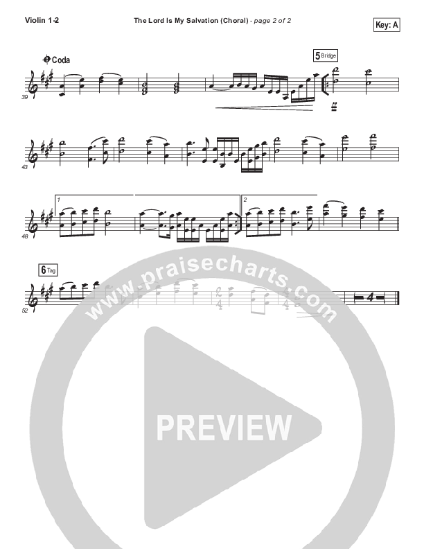 The Lord Is My Salvation (Choral Anthem SATB) Violin 1/2 (Keith & Kristyn Getty / Arr. Luke Gambill)