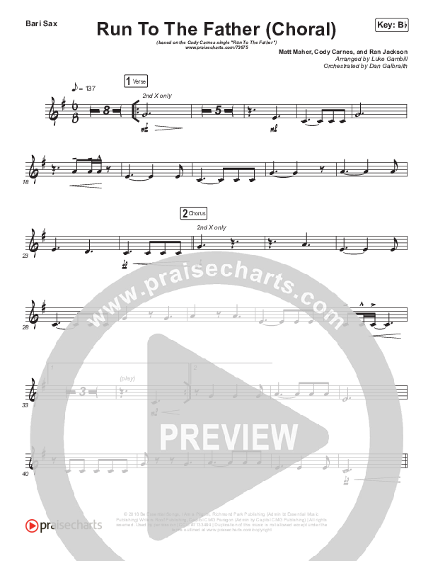Run To The Father (Choral Anthem SATB) Bari Sax (Cody Carnes / Arr. Luke Gambill)