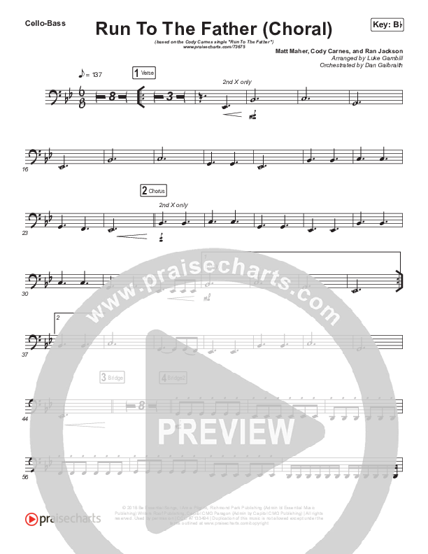 Run To The Father (Choral Anthem SATB) Cello/Bass (Cody Carnes / Arr. Luke Gambill)