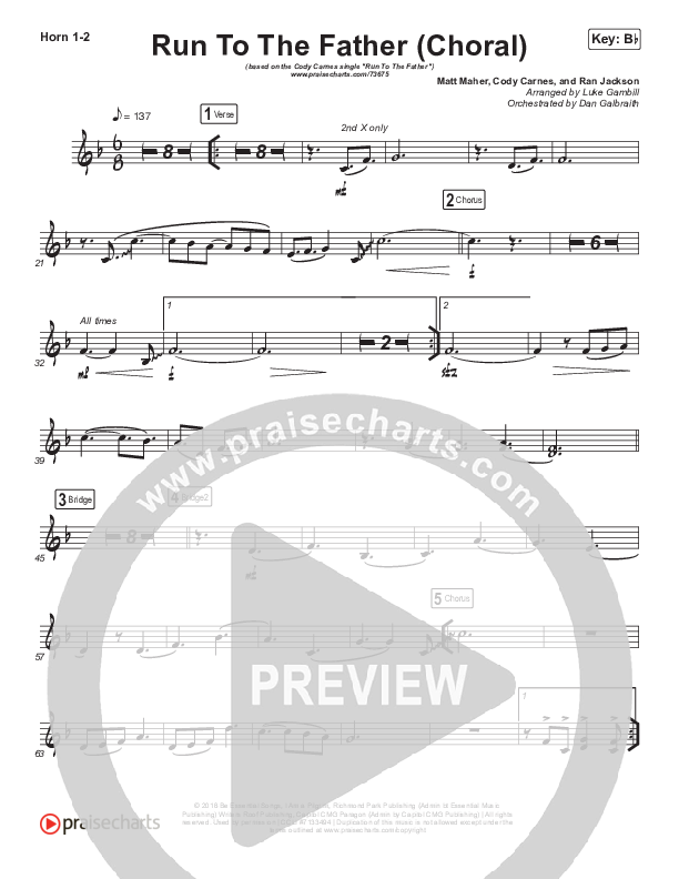 Run To The Father (Choral Anthem SATB) French Horn 1/2 (Cody Carnes / Arr. Luke Gambill)