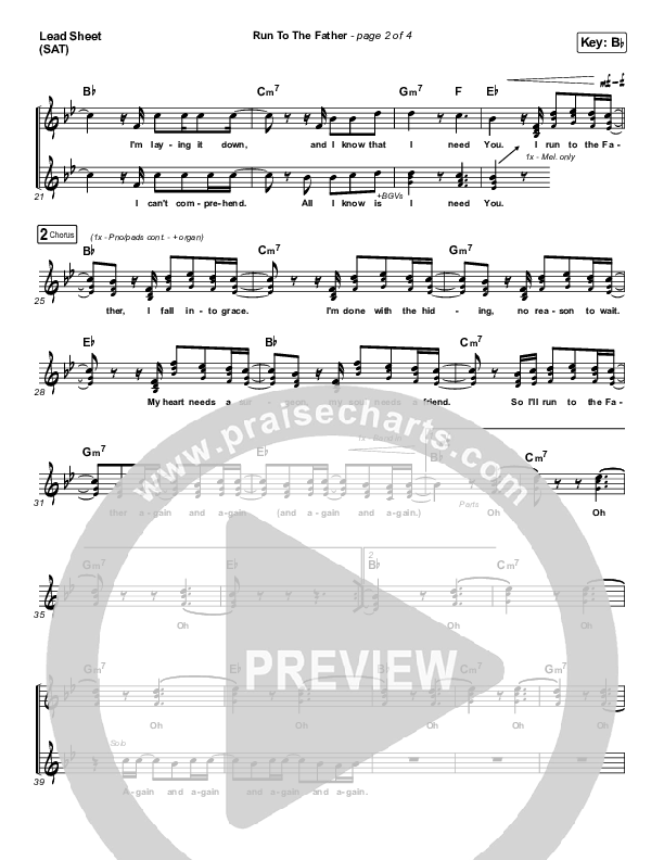 Run To The Father (Choral Anthem SATB) Lead Sheet (SAT) (Cody Carnes / Arr. Luke Gambill)