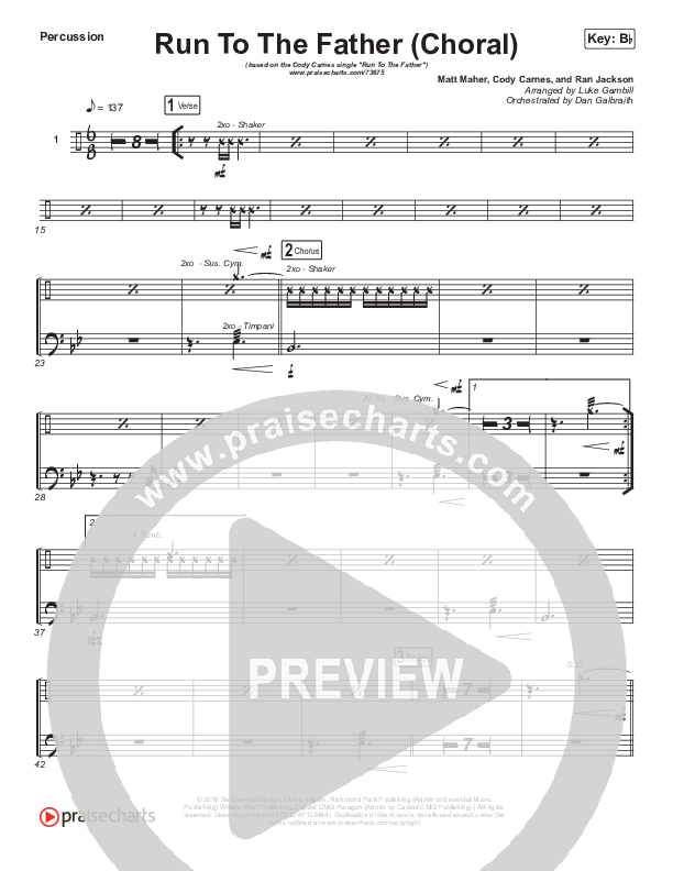 Run To The Father (Choral Anthem SATB) Percussion (Cody Carnes / Arr. Luke Gambill)
