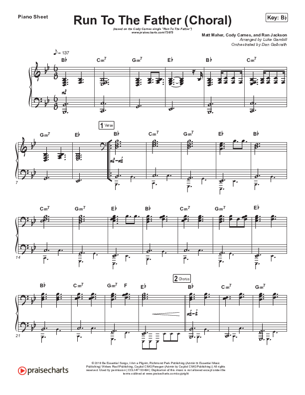 Run To The Father (Choral Anthem SATB) Piano Sheet (Cody Carnes / Arr. Luke Gambill)