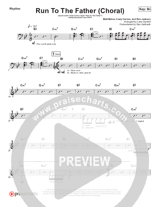 Run To The Father (Choral Anthem SATB) Rhythm Chart (Cody Carnes / Arr. Luke Gambill)