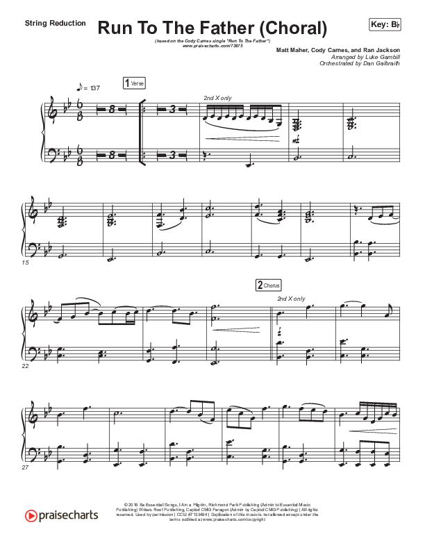 Run To The Father (Choral Anthem) String Pack (PraiseCharts Choral / Cody Carnes / Arr. Luke Gambill)