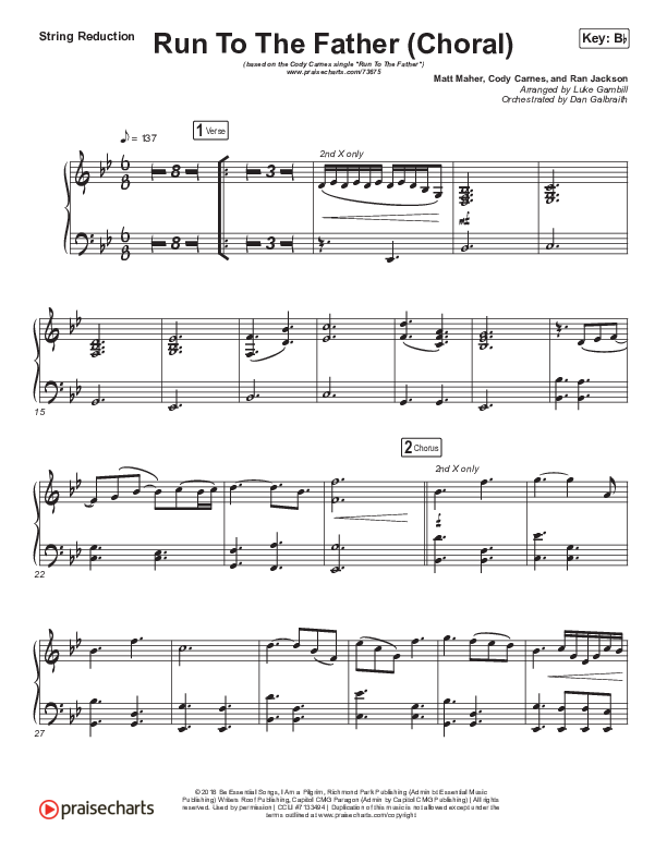 Run To The Father (Choral Anthem SATB) String Pack (Cody Carnes / Arr. Luke Gambill)