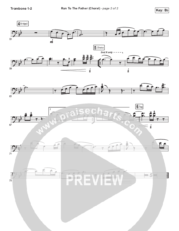 Run To The Father (Choral Anthem SATB) Trombone 1/2 (Cody Carnes / Arr. Luke Gambill)