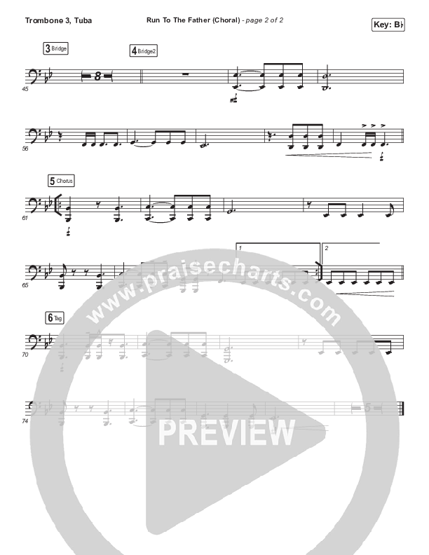 Run To The Father (Choral Anthem) Trombone 3/Tuba (PraiseCharts Choral / Cody Carnes / Arr. Luke Gambill)