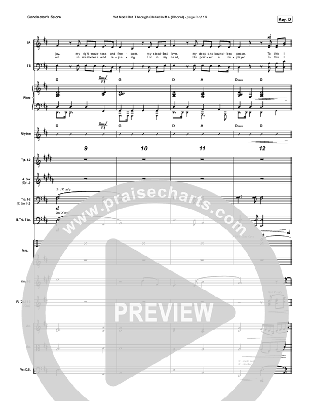 Yet Not I But Through Christ In Me (Choral Anthem SATB) Conductor's Score (CityAlight / Arr. Luke Gambill)